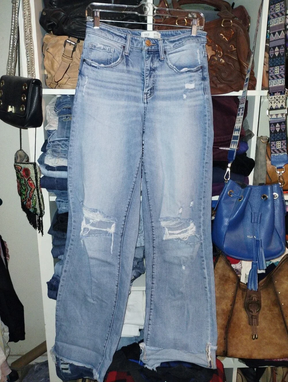 BKE 28x32 Distressed Style Slim Fit High Rise Wide Leg - Picture 1 of 16